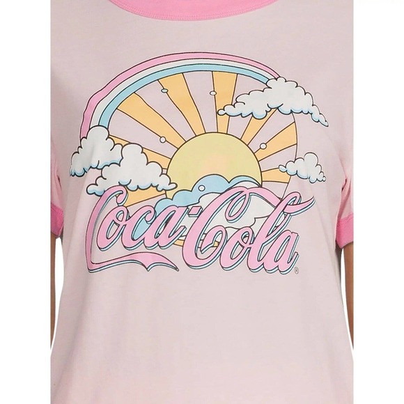 Coca-Cola Women's Pink Ringer T-Shirt and Lounge Pajama Set Size 2X 18W-20W - Picture 3 of 5